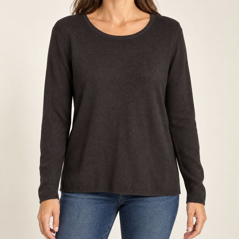 Chico’s Women’s Brown Scoop Neck Knit Pullover Sweater size 1 (8-10/M)